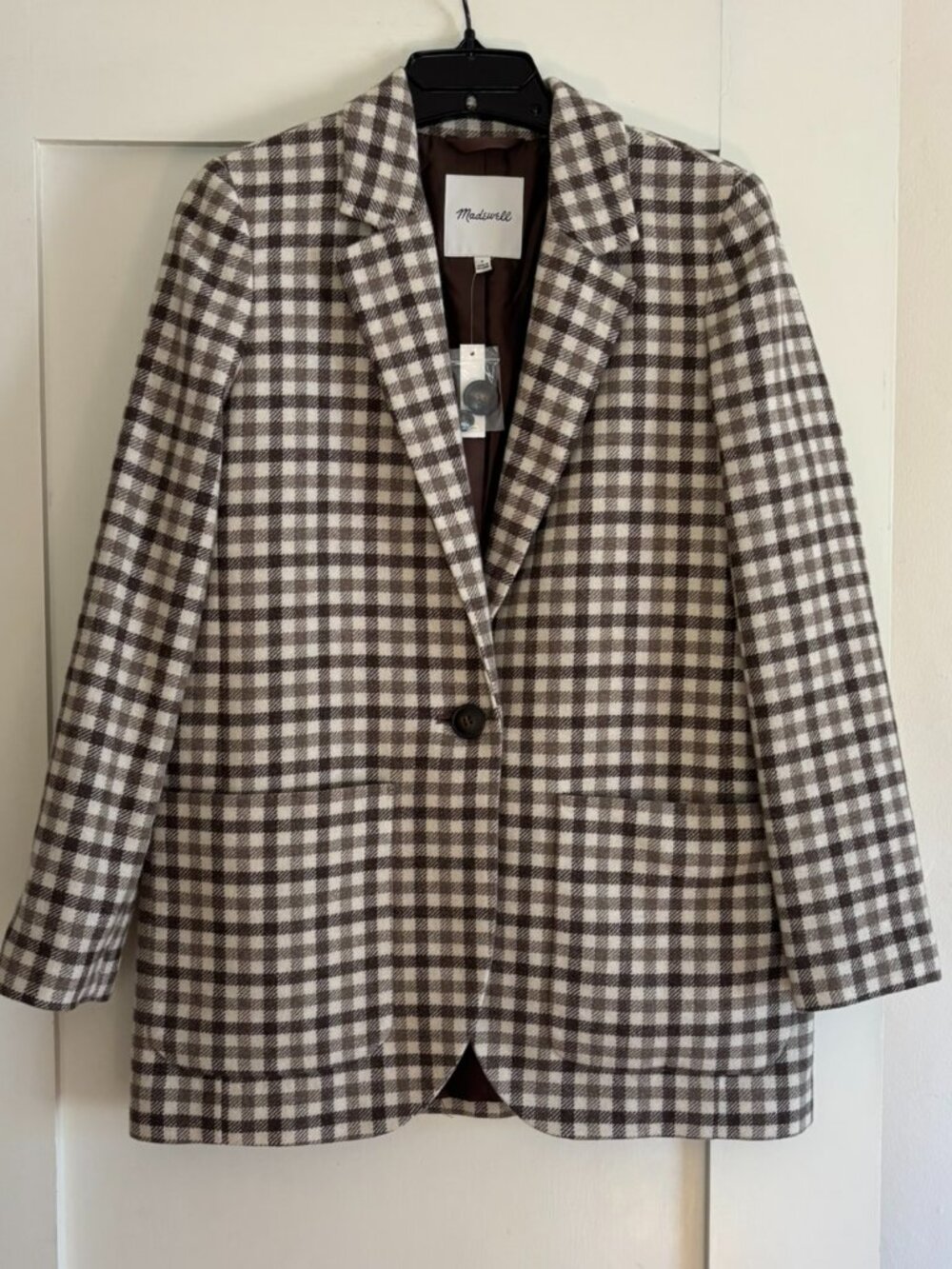 NWT Madewell Larsen Blazer Undyed Check Small Wool - new